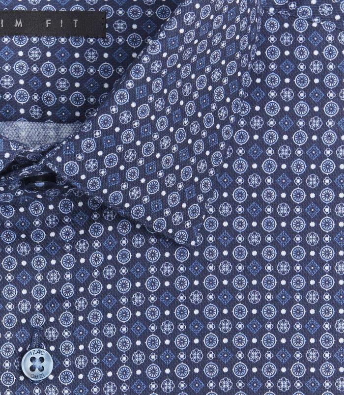 Izac Chemise Slim à Imprimé Marine "Sangria"