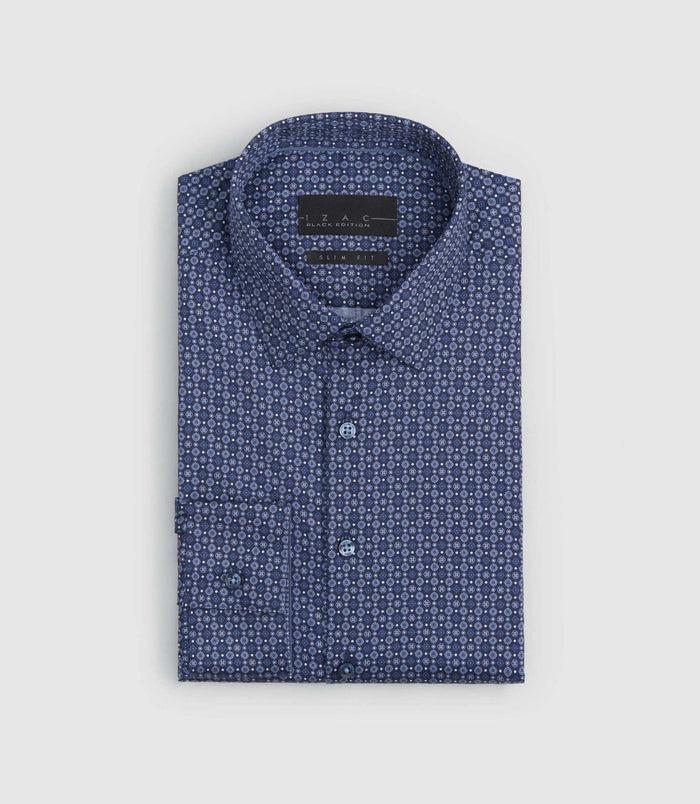Izac Chemise Slim à Imprimé Marine "Sangria"