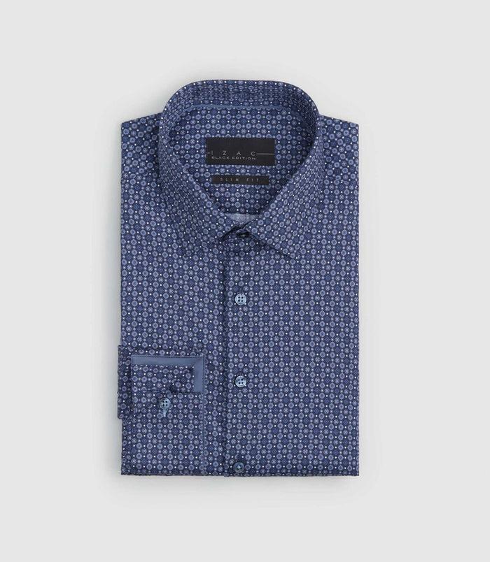 izac Chemise slim à imprimé marine "Sangria"
