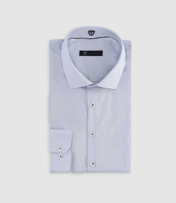 izac Chemise slim à imprimé micro motifs bleu MAEL