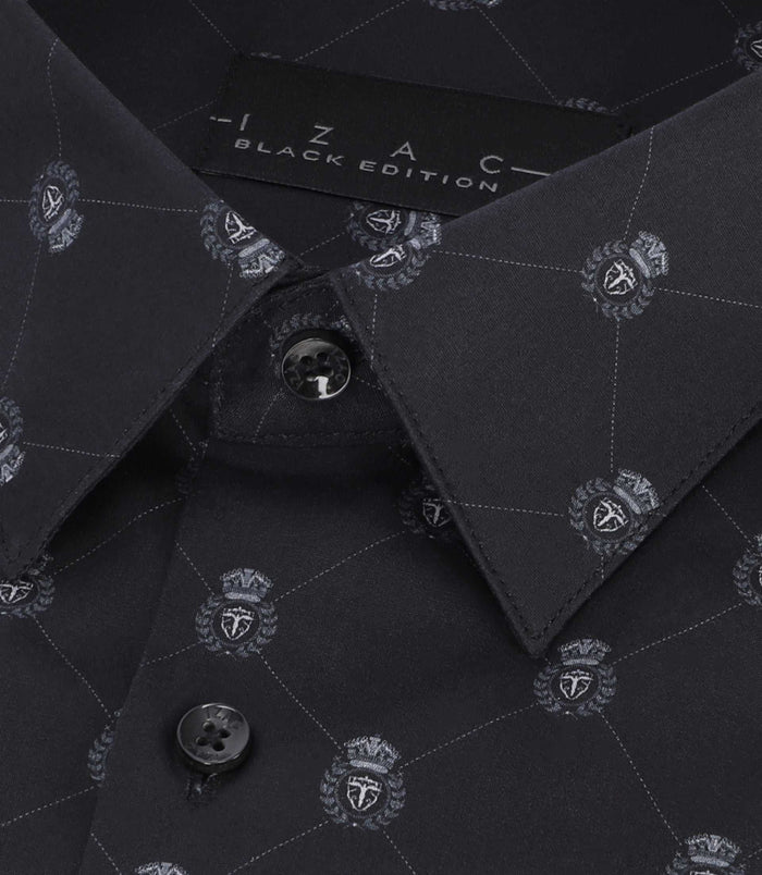 Izac Chemise Slim à Imprimée Logo Noir PARTIN
