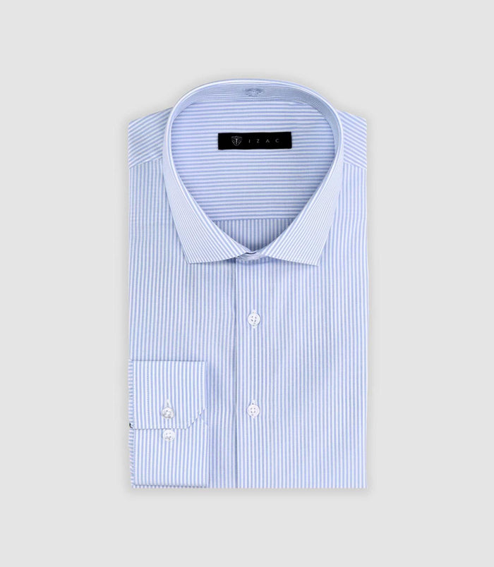 Izac Chemise Slim à Rayures Bleu Ciel MADDOX