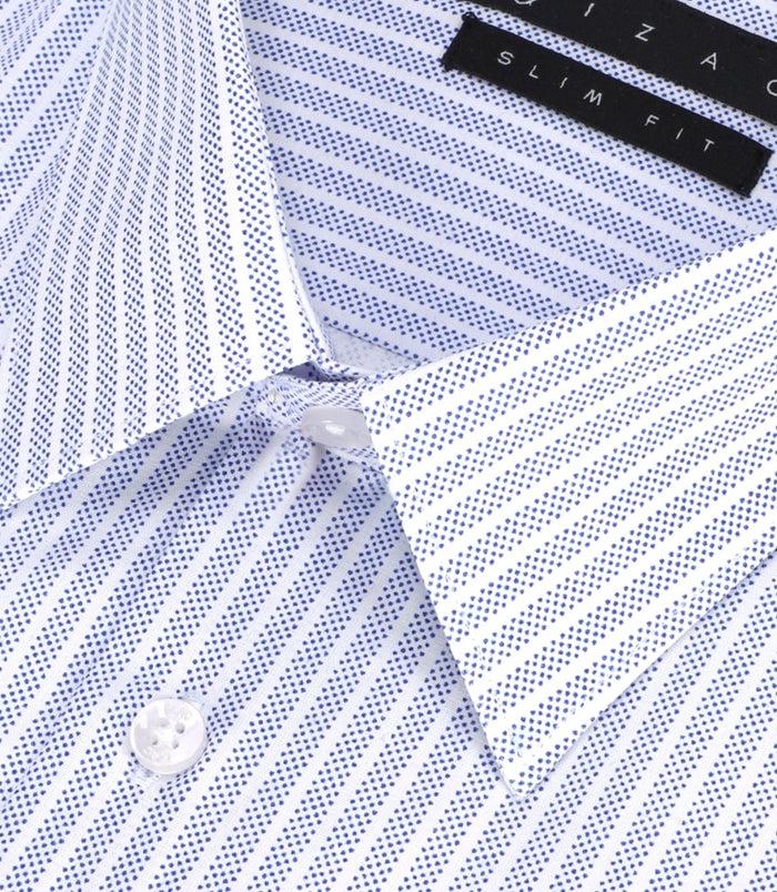Izac Chemise Slim à Rayures Bleu PALY
