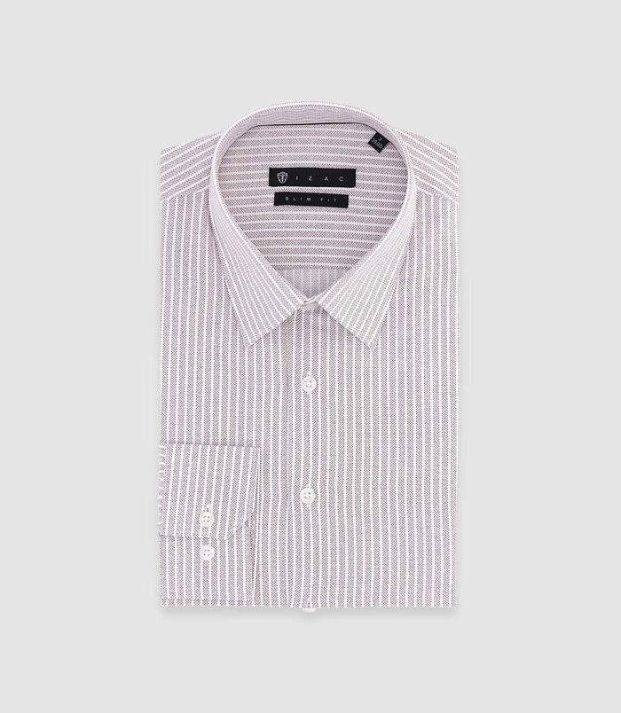 izac Chemise slim à rayures bordeaux PALY