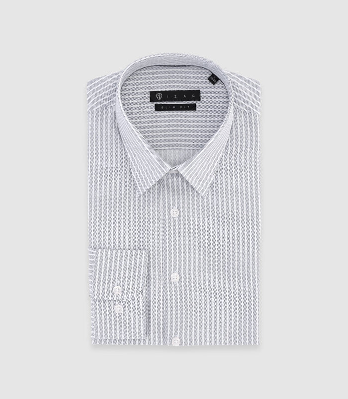 Izac Chemise Slim à Rayures Grise PALY