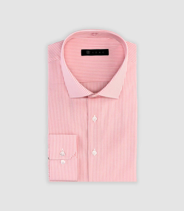 Izac Chemise Slim à Rayures Rose MADDOX