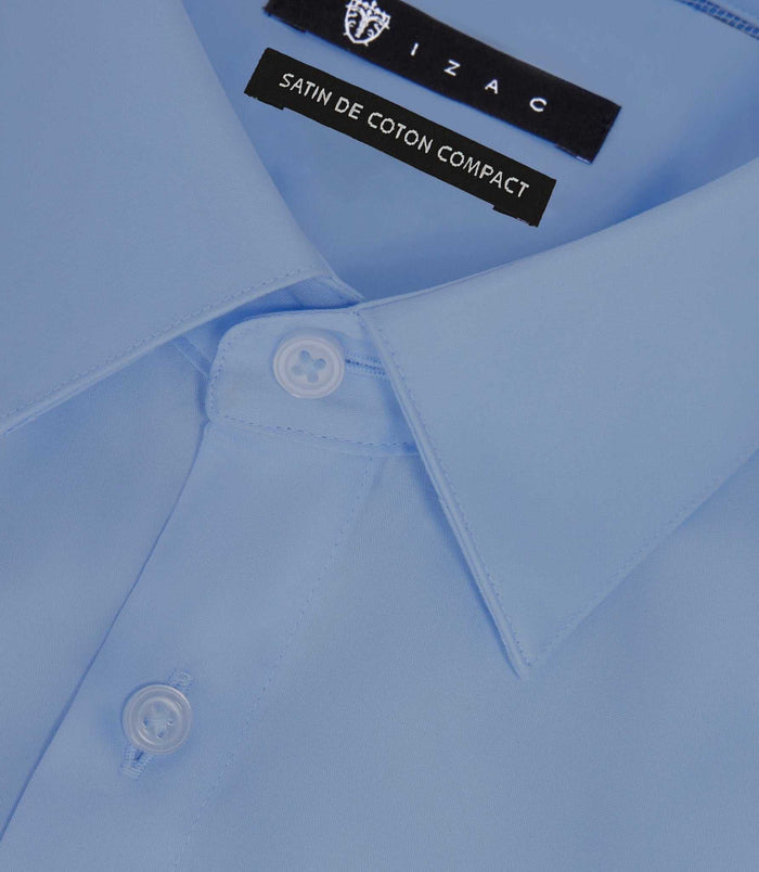Izac Chemise Slim Bleu Glacé "Satinslim"