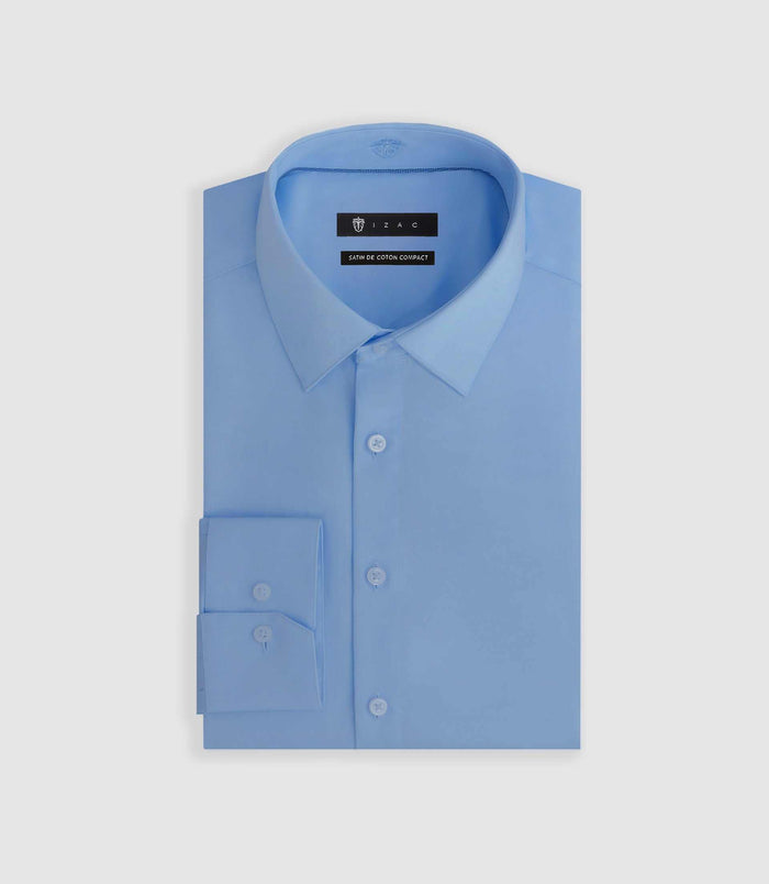 Izac Chemise Slim Bleu Glacé "Satinslim"