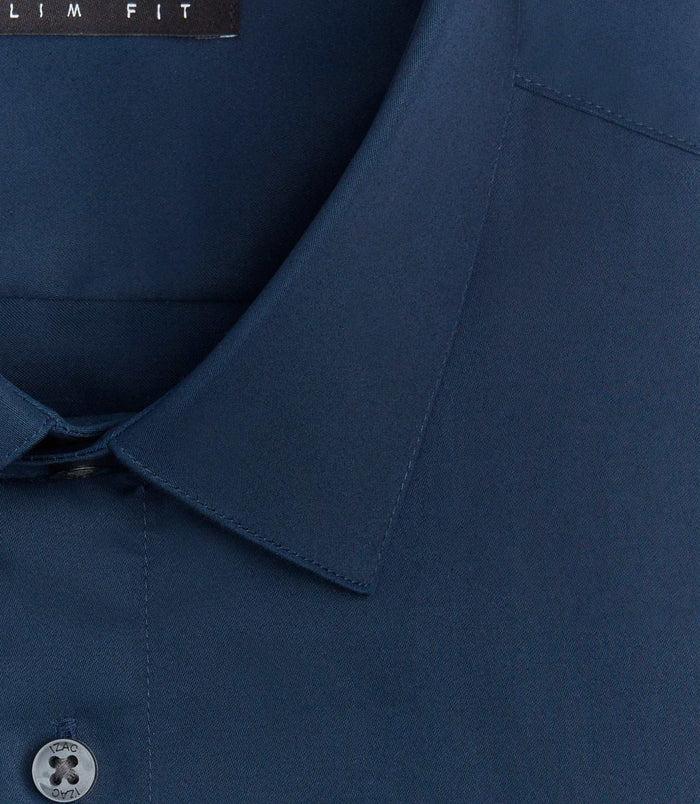Izac Chemise Slim Coton Marine "Satinslim"