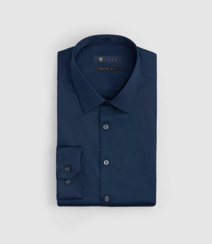 izac Chemise slim coton marine "Satinslim"