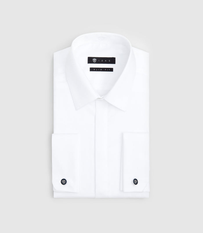 izac Chemise slim en satin blanc "Satinmixteslim"