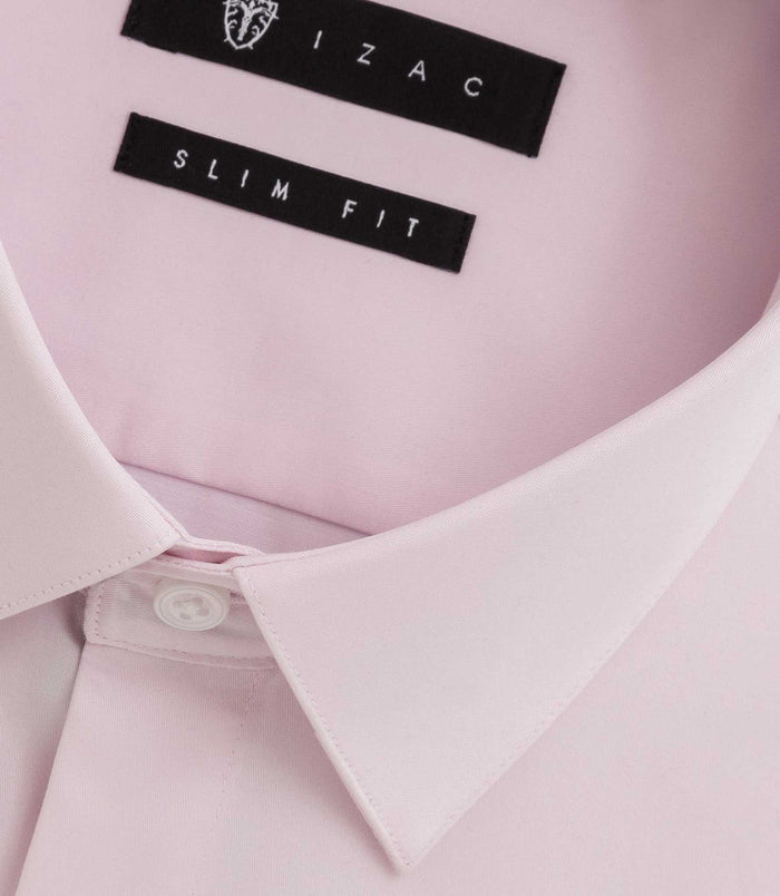 Izac Chemise Slim En Satin Coton Rose SATINSLIM