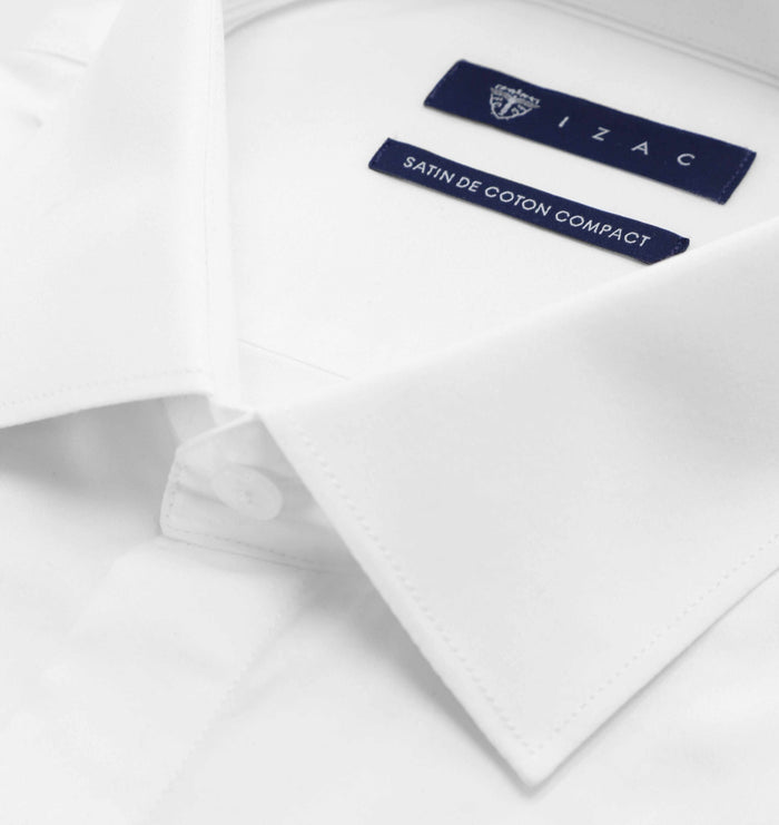 Izac Chemise Slim En Satin De Coton BLANC