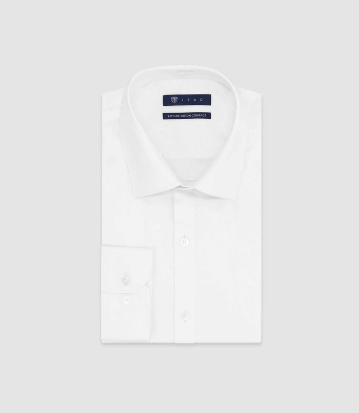 izac Chemise slim en satin de coton BLANC