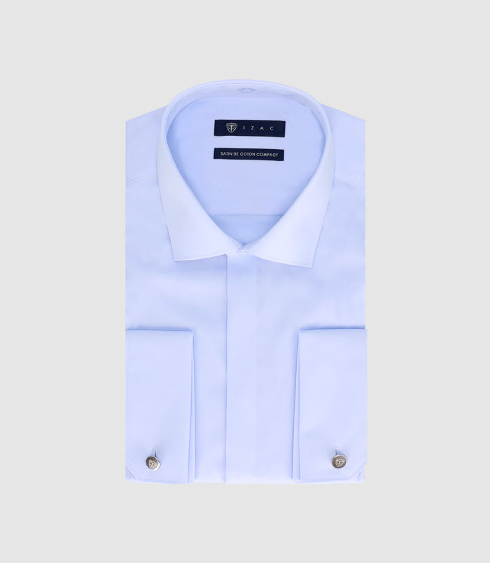 izac Chemise slim en satin de coton ciel SAMIXSLIM