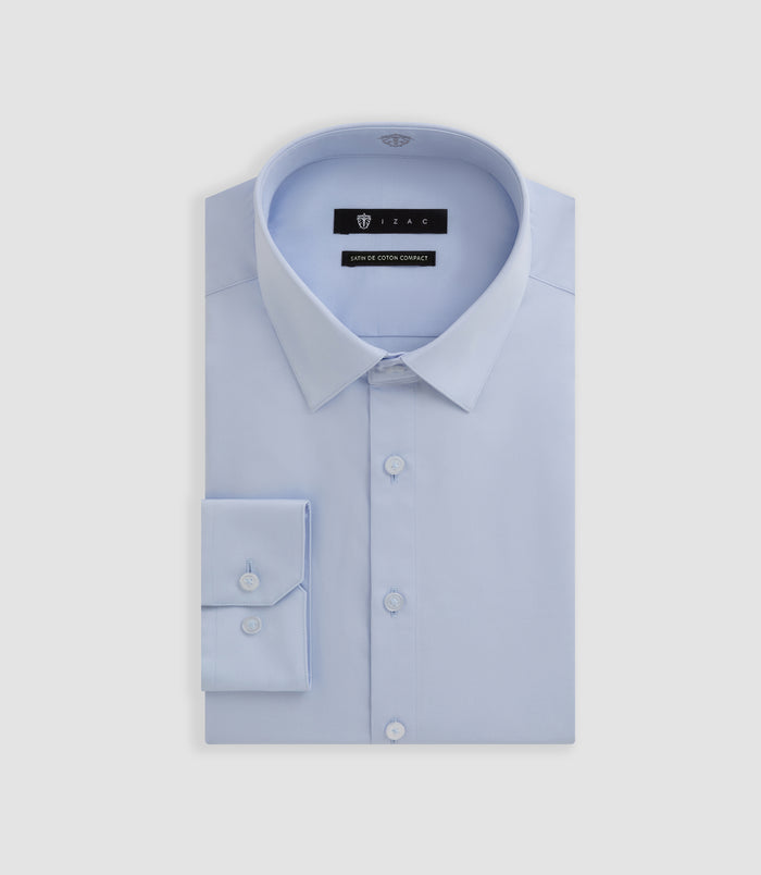 izac Chemise slim en satin de coton ciel SATINSLIM