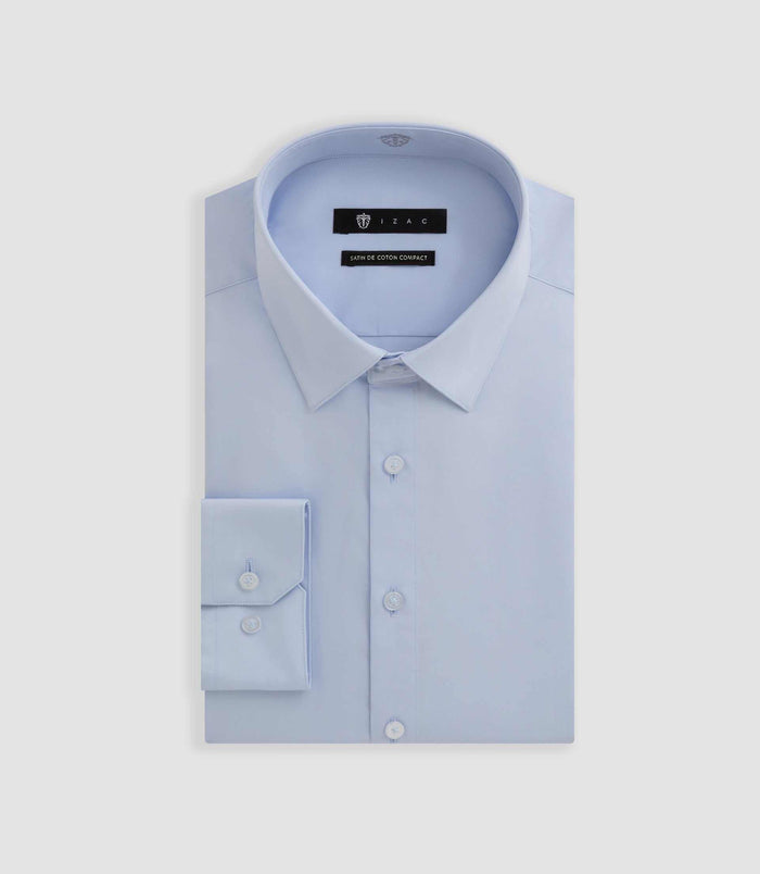 izac Chemise slim en satin de coton ciel SATINSLIM