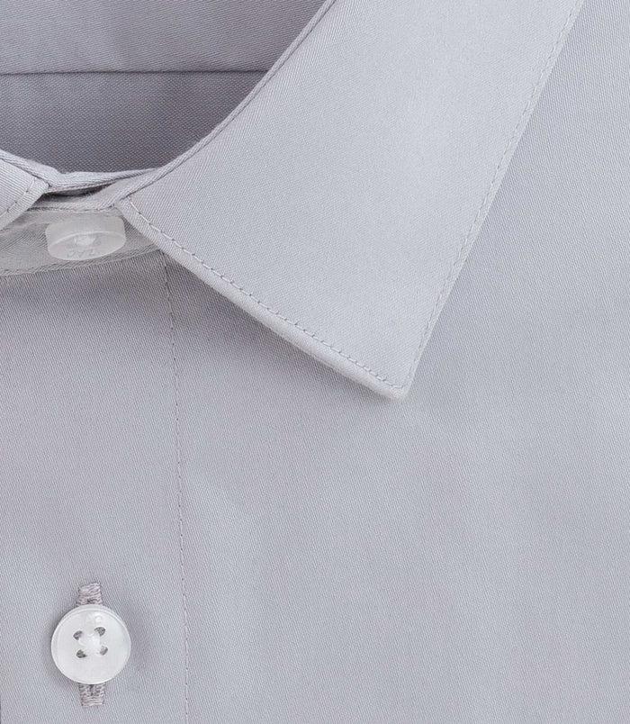 Izac Chemise Slim En Satin De Coton Gris "Satinslim"
