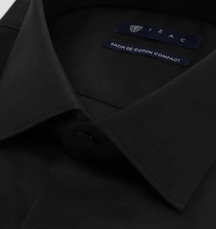 Izac Chemise Slim En Satin De Coton NOIR