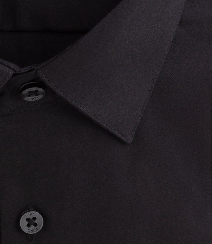 Izac Chemise Slim En Satin De Coton Noir "Satinslim"
