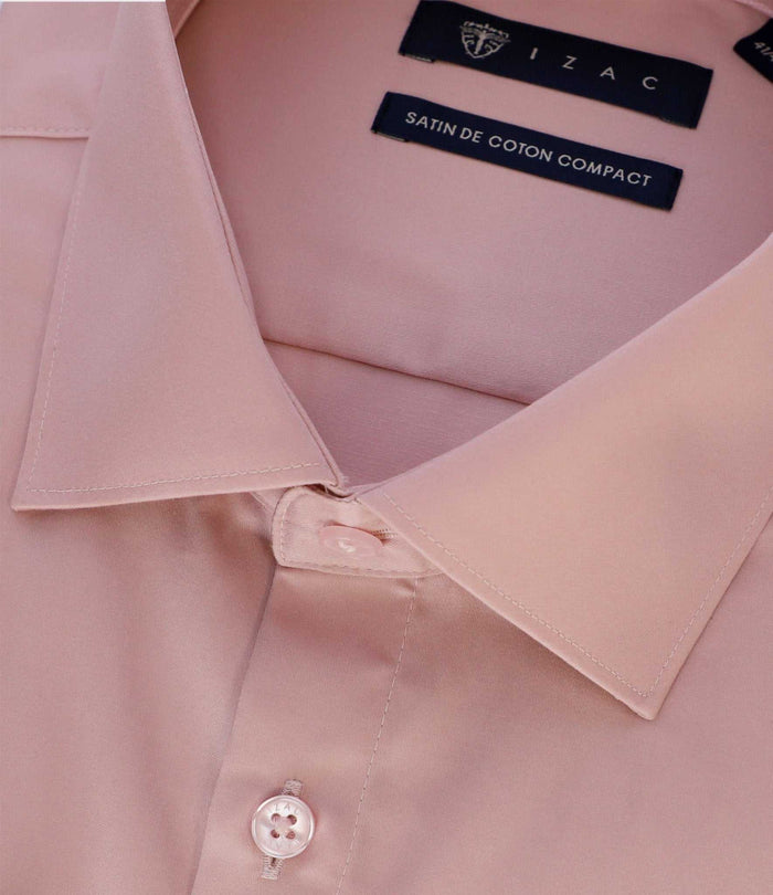 Izac Chemise Slim En Satin De Coton Rose SATINSLIM