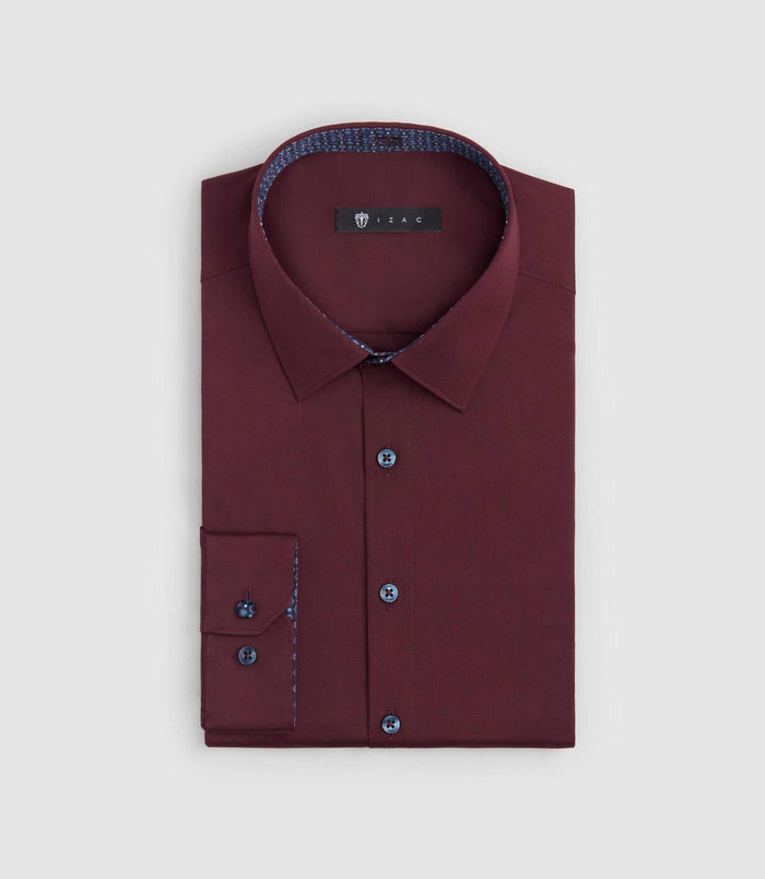 izac Chemise slim fantaisie bordeaux "Sapeur"