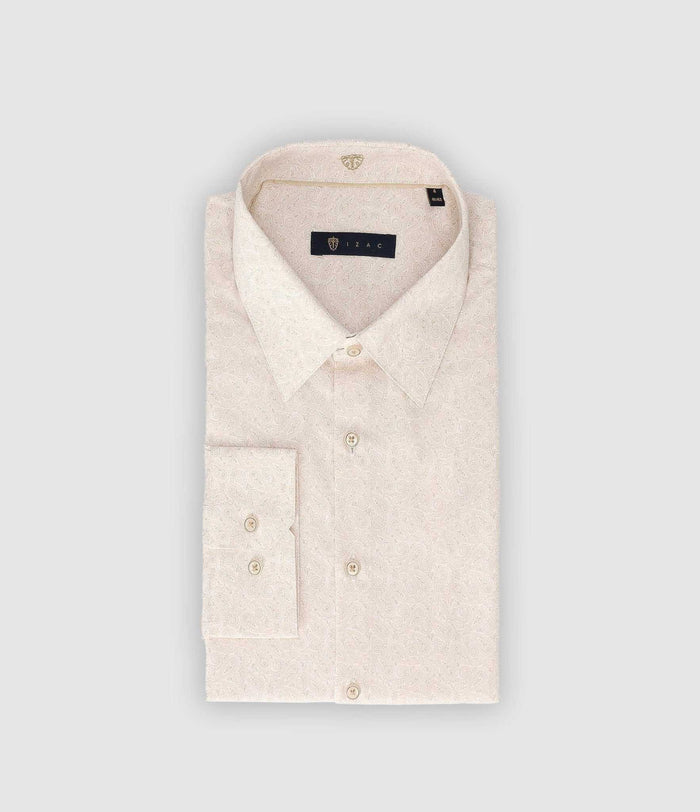 izac Chemise slim imprimée beige PAQUITO