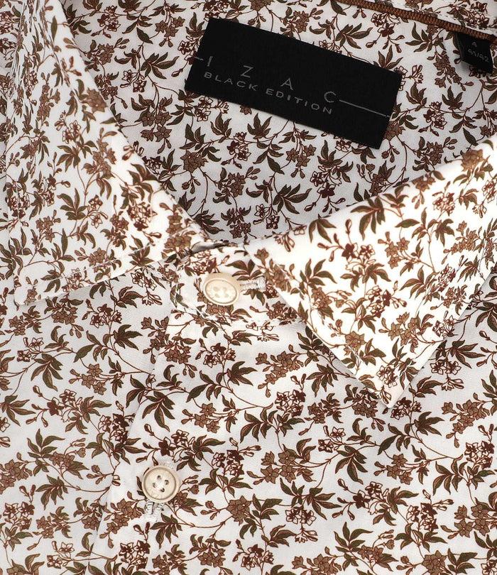 izac Chemise slim imprimée camel PAVOT
