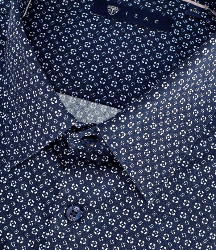 Izac Chemise Slim Imprimée Marine Bleu Gris PAUL
