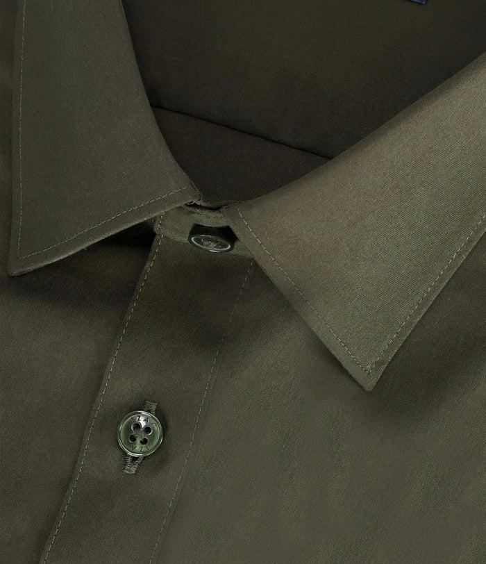 Izac Chemise Slim Kaki Foncé MALTE