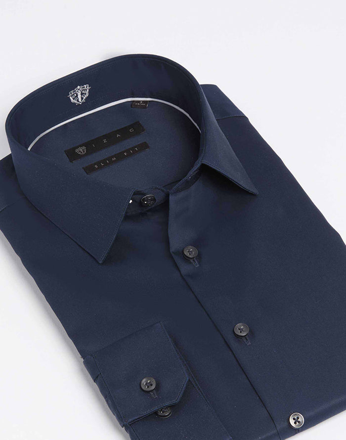 Izac Chemise Slim Marine Foncé