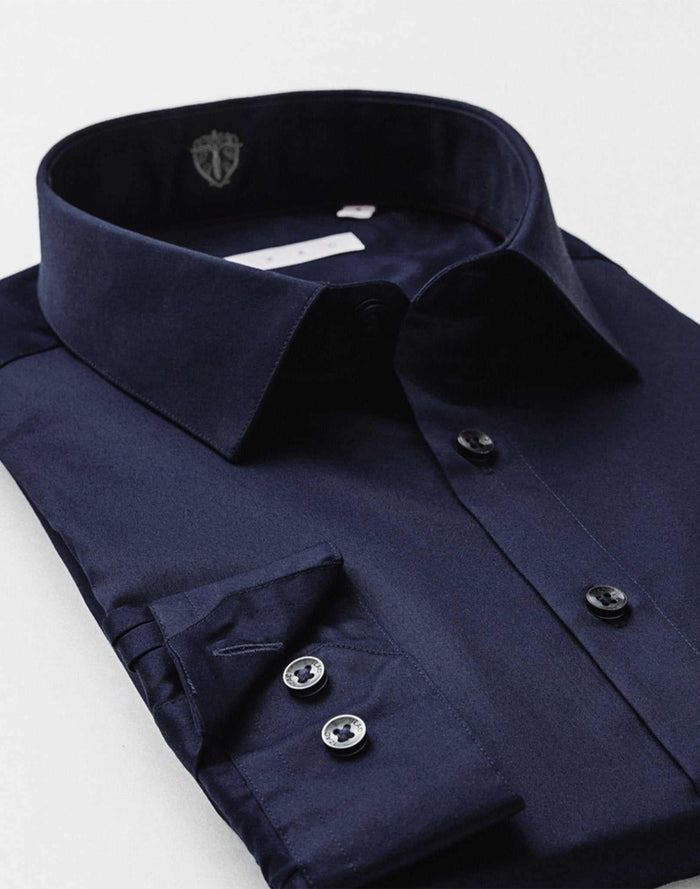 Izac Chemise Slim Marine Foncé "Satinslim"