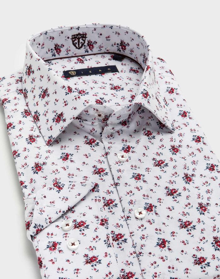 Izac Chemise Slim Motif Rouge