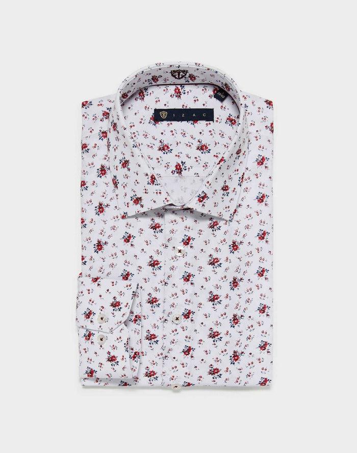 izac Chemise slim motif rouge