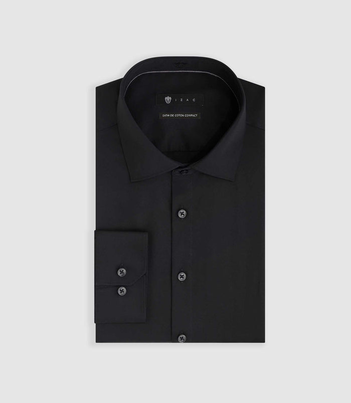 Izac Chemise Slim Noire "Satinslim"
