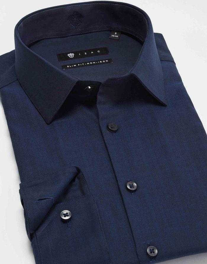 Izac Chemise Slim Non-iron Marine