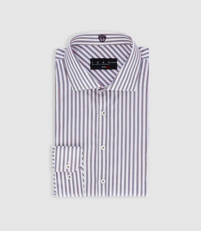 izac Chemise tissée à rayures bordeaux PELOUSE
