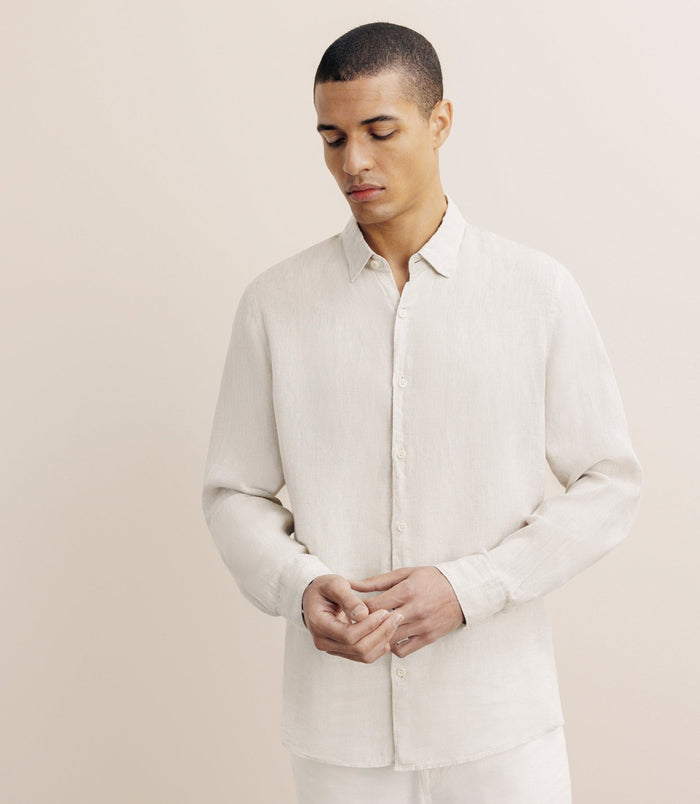 Izac Chemise Unie 100% Lin Beige
