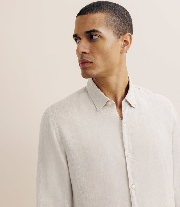 Izac Chemise Unie 100% Lin Beige