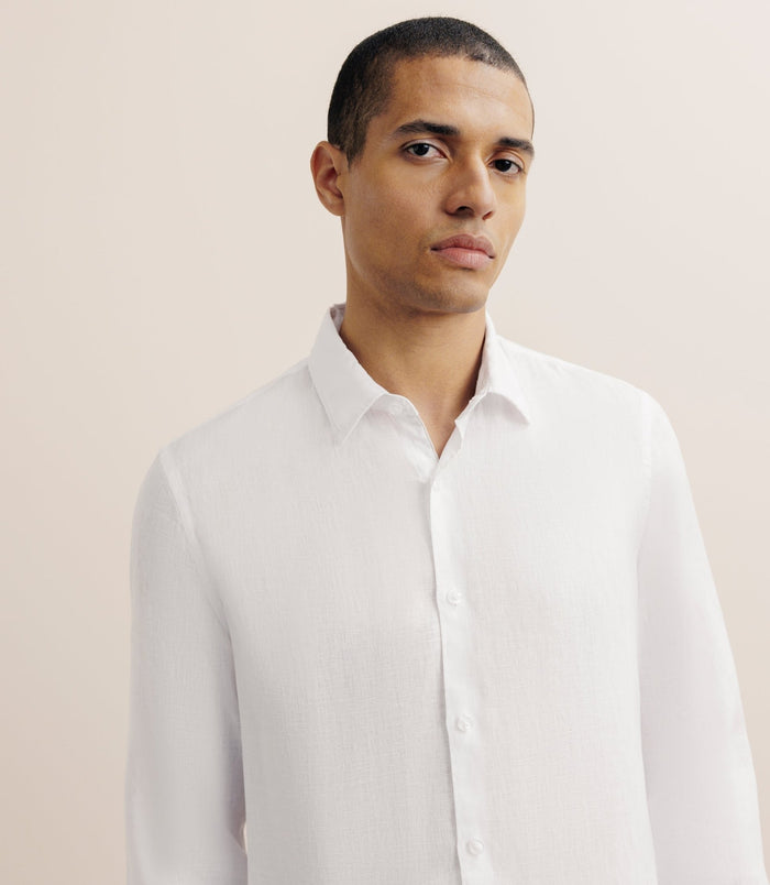 Izac Chemise Unie 100% Lin Blanc