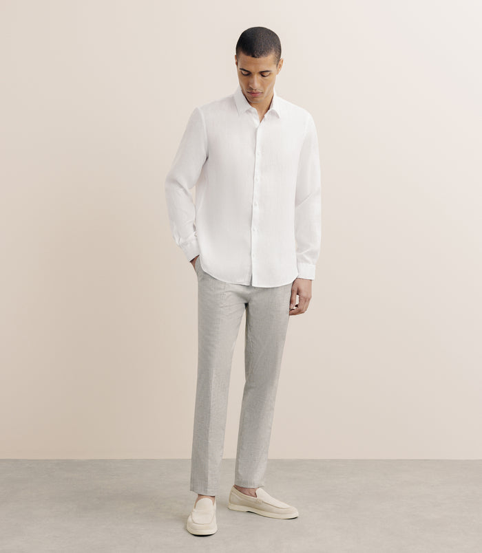 Izac Chemise Unie 100% Lin Blanc