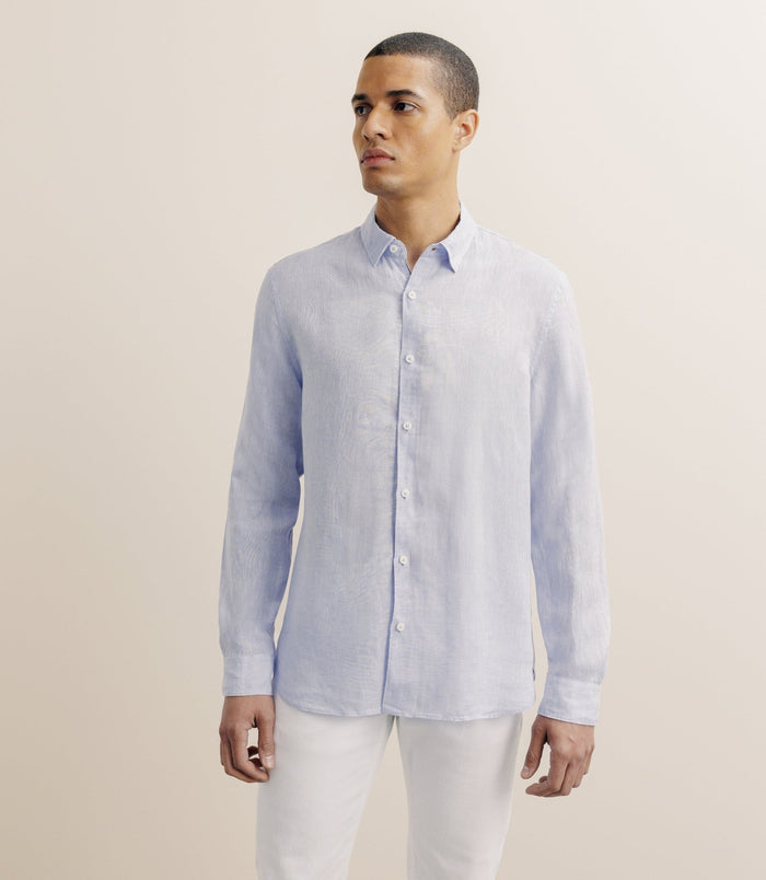 Izac Chemise Unie 100% Lin Ciel