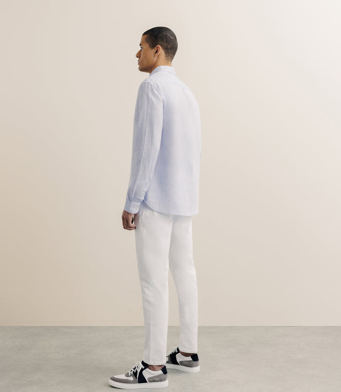 Izac Chemise Unie 100% Lin Ciel
