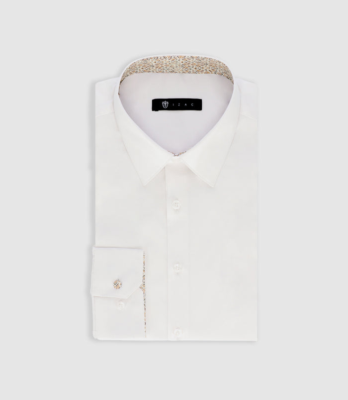 izac Chemise unie à fantaisie blanche PALMIRO