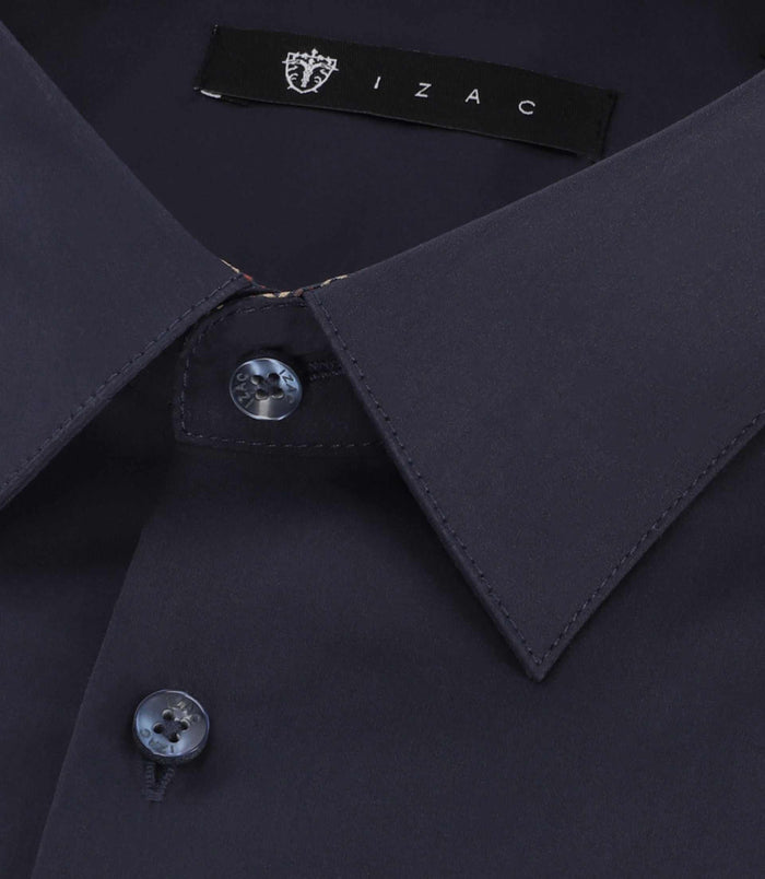 Izac Chemise Unie à Fantaisie Marine PAOLO