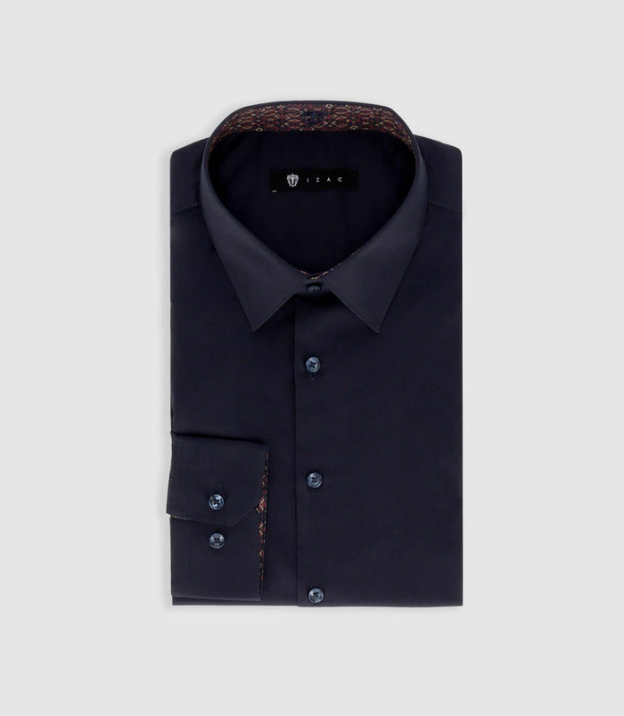 Izac Chemise Unie à Fantaisie Marine PAOLO