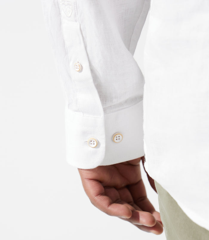 Izac Chemise Unie Blanche En Lin KISSBT