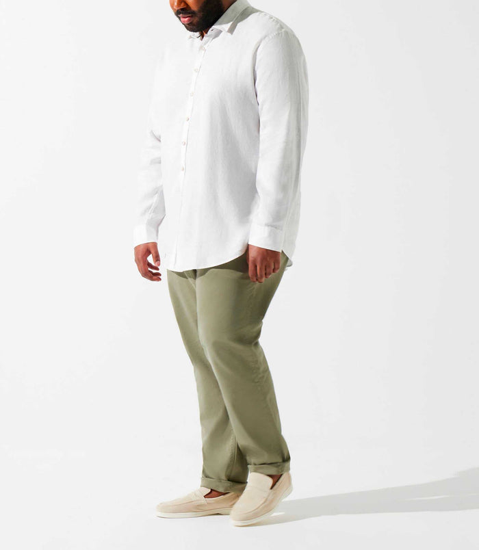 izac Chemise unie blanche en lin KISSBT