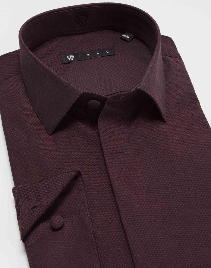 Izac Chemise Unie Coton Bordeaux