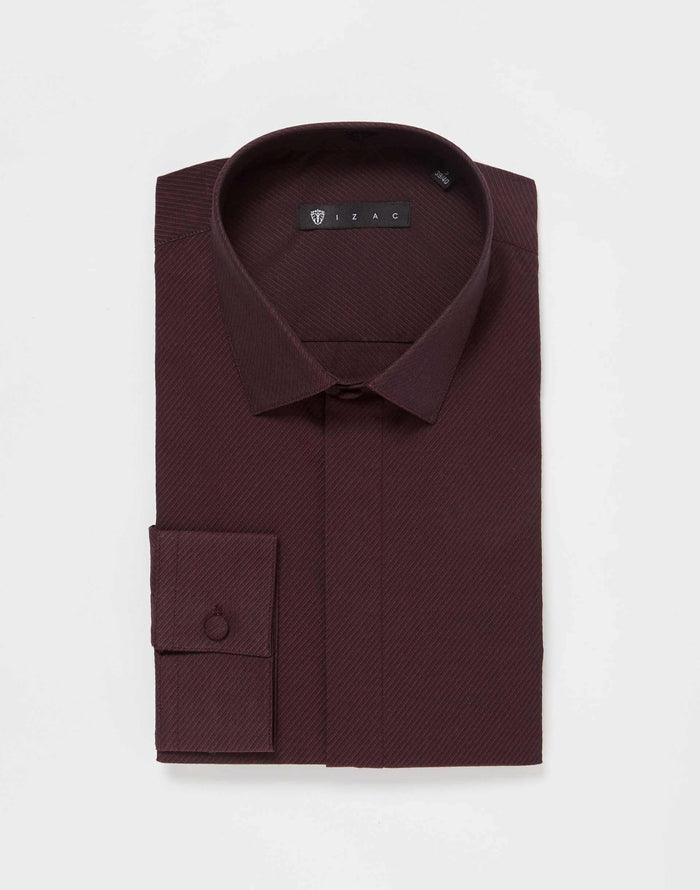 izac Chemise unie coton bordeaux